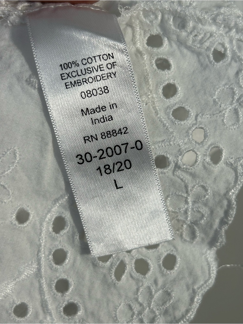 Woman Within White Eyelet Pintuck Tunic Top Plus Size L 18/20 Cotton Boho Blouse - Picture 4 of 7
